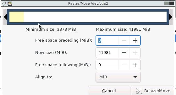 How to use GParted for partition modification on a KVM VPS