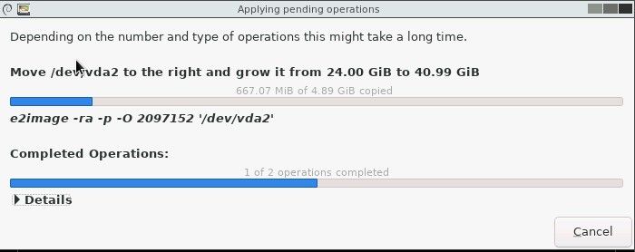 How to use GParted for partition modification on a KVM VPS